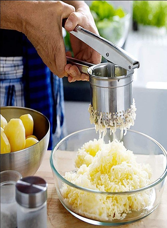 KITCHEN CLUE Heavy Guage Quality Stainless Steel Hand Potato/Vegetable Masher and Fruit Juicer Squeezer Set for Kitchen (Pack of 1 Pcs, Silver - 26cm X 10cm) Highly Durable & Long Lasting Ever - Image 4
